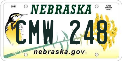 NE license plate CMW248