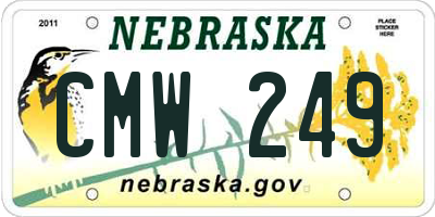 NE license plate CMW249
