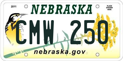 NE license plate CMW250