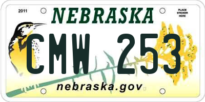 NE license plate CMW253