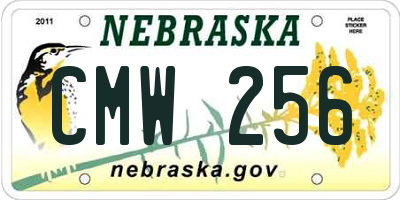 NE license plate CMW256