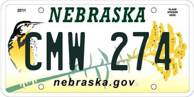 NE license plate CMW274