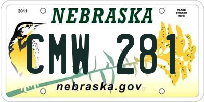 NE license plate CMW281