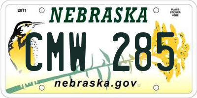 NE license plate CMW285