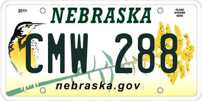 NE license plate CMW288