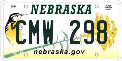 NE license plate CMW298