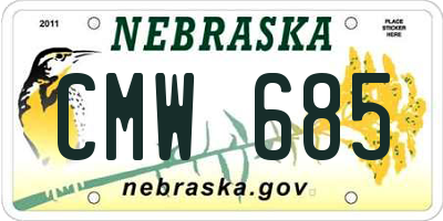 NE license plate CMW685