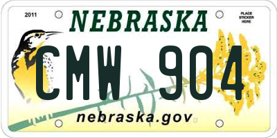 NE license plate CMW904