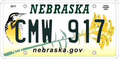 NE license plate CMW917
