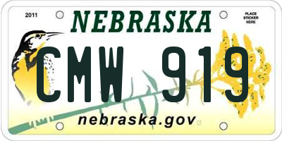 NE license plate CMW919