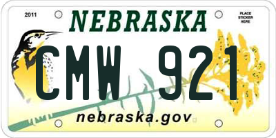 NE license plate CMW921