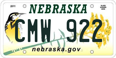 NE license plate CMW922