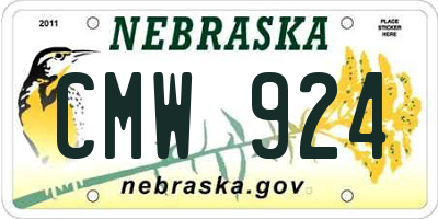 NE license plate CMW924