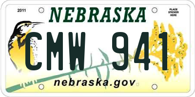 NE license plate CMW941
