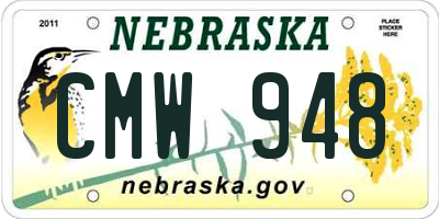 NE license plate CMW948