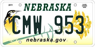 NE license plate CMW953
