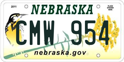 NE license plate CMW954