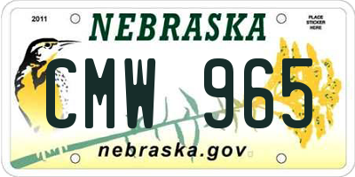 NE license plate CMW965