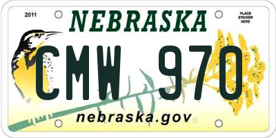 NE license plate CMW970