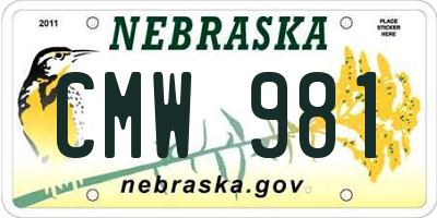 NE license plate CMW981