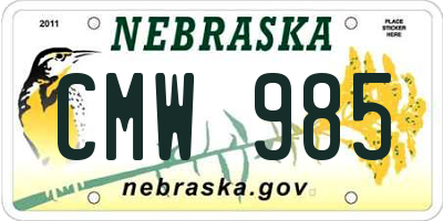 NE license plate CMW985