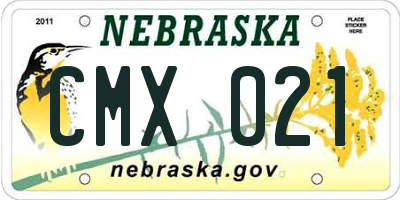 NE license plate CMX021