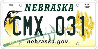 NE license plate CMX031
