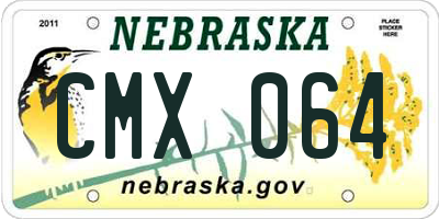NE license plate CMX064