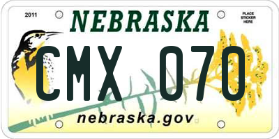 NE license plate CMX070