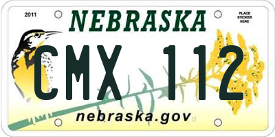 NE license plate CMX112