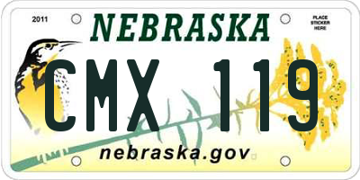 NE license plate CMX119