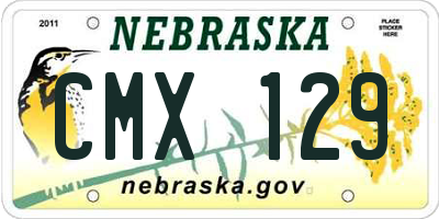 NE license plate CMX129