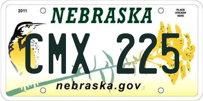 NE license plate CMX225