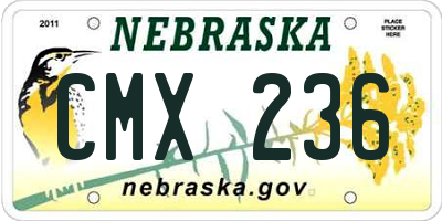 NE license plate CMX236