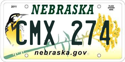 NE license plate CMX274