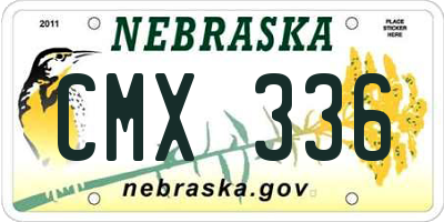 NE license plate CMX336