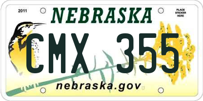 NE license plate CMX355