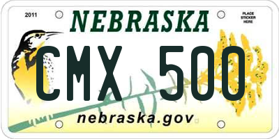 NE license plate CMX500