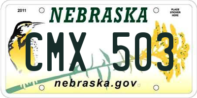 NE license plate CMX503