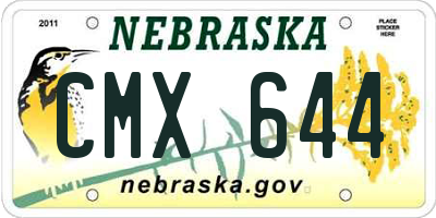 NE license plate CMX644