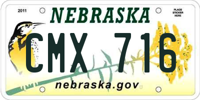 NE license plate CMX716