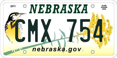 NE license plate CMX754