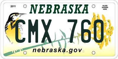 NE license plate CMX760