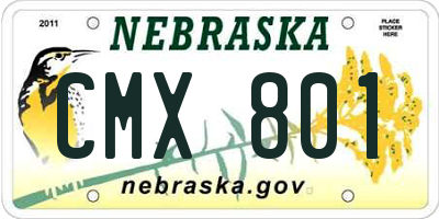 NE license plate CMX801