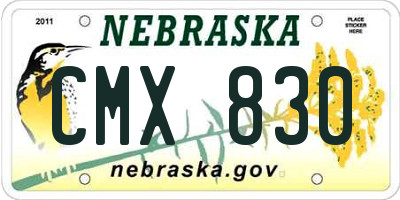 NE license plate CMX830
