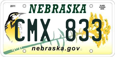 NE license plate CMX833