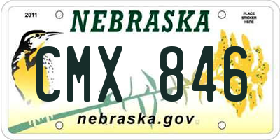 NE license plate CMX846