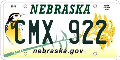 NE license plate CMX922