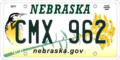 NE license plate CMX962