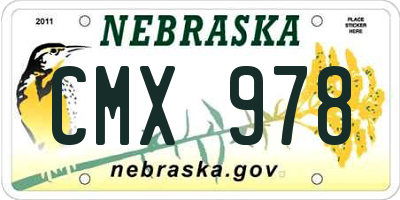 NE license plate CMX978